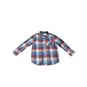 Zara Boys Plaid Button-Up Shirt Size 5/110 Red Blue Beige Cotton Casual Wear